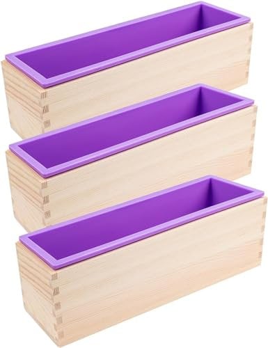 Purple 42oz Silicone Soap Molds, Set of 3 Rectangular Loaf Molds, Flexible - DIY Handmade Soap & Candle Making Kit