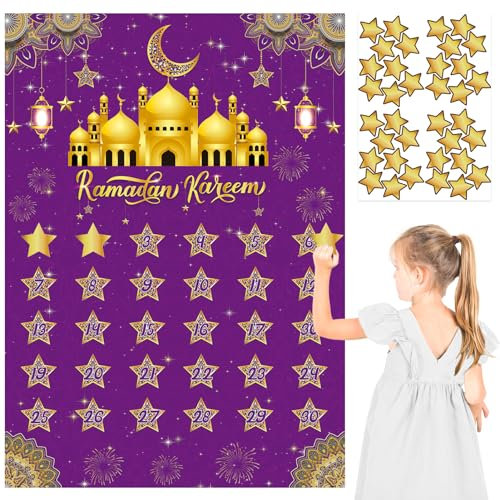 Lets Joy Ramadan Kareem Kalender 2025, Ramadan Eid Mubarak Adventskalender, Eid Mubarak Countdown Kalender, Eid Ramadan Dekoration, Eid Adventskalender für Ramadan Spielzeug Geschenke Partyzubehör