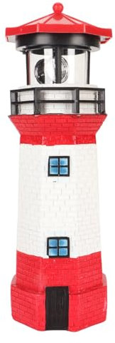 Zerodis Solar Leuchtturm 360 Grad LED Gartenleuchtturm Dekoration Fadeless Harz LED Gartenleuchtturm