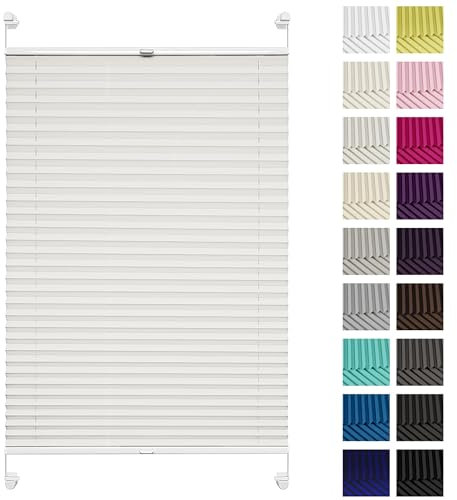 Rettika Plissee ohne Bohren, Plissee klemmfix, Perle, Breite: 30 cm, Höhe: 120 cm, Fensterrollo Sonnenschutz, Plisseerollo innen, Rollo für Fenster ohne Bohren