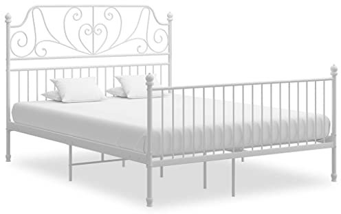 FUDUGEHMIOFWFJJ Bettgestell Weiß Metall 160x200 cm, tagesbett ausziehbar daybed Outdoor tagesbett sofabett Geeignet für Schlafzimmer