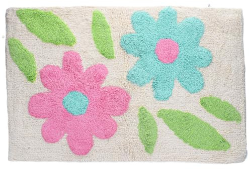 Rex London Badematte Blumen Grün-Pink Bad Vorleger ca. 80 x 50 cm