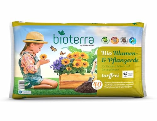Bio Blumenerde 40 Liter - Premium Erde für Zimmer-, Balkon- & Gartenpflanzen - Torffreie Mischung mit Rindenhumus, Holzfaser & Kokosfaser - Ideal für Wurzelbildung und gesundes Pflanzenwachstum