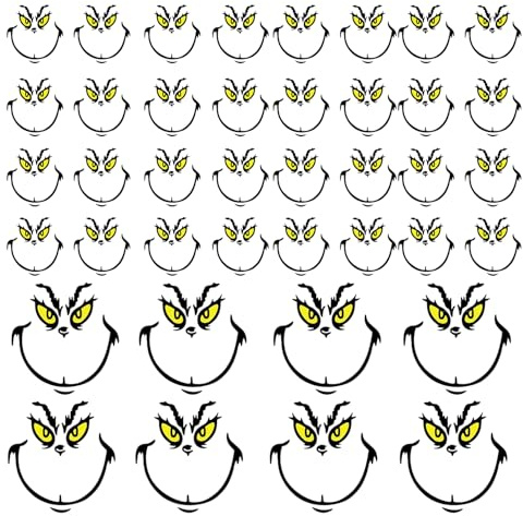 Nereds 40 piezas de pegatinas de Grinch, pegatinas decorativas de Navidad, pegatinas faciales DIY, pegatinas adhesivas de Grinch, calcomanías para ventana y puerta de Halloween