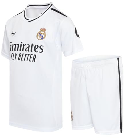 Real Madrid Home Kit Jersey and Shorts, Season 24/25, Bellingham, 14 Years, Replica Shirt with Official License