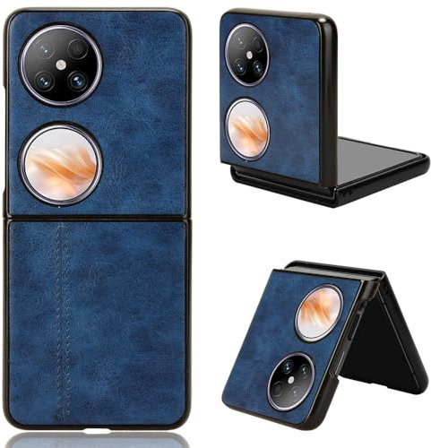 QiongniAN kompatibel mit Huawei Pocket 2 Handyhülle, Retro-PU-Leder ultradünn stoßfest kompatibel mit Huawei Pocket 2 LEM-AL00 Hülle Blue