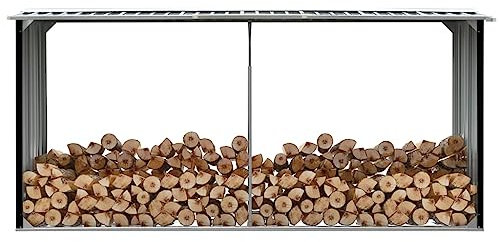 XGWKCNV Kaminofen & Holzofen Gartenhaus Lagerhaus Stahl verzinkt 330x92x153cm Anthrazit Holzregal & Träger