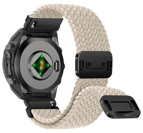 RosMank 22mm Quickfit Geflochtenes Armband kompatibel mit Garmin Fenix ​​​​8 E 47mm/7 Pro/7/6 Pro/6, Nylon Ersatzband für Epix/Approach S70 47mm/MARQ/Instinct 2/Forerunner 965/Descent G1 (Weiß)