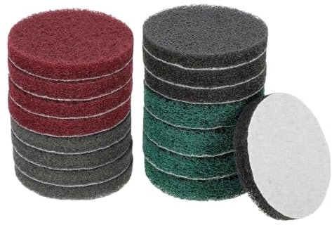 sourcing map 4pcs Scrubber Scouring Pads 180 400 800 1200 Grits 3 Inch Drill Power Brush Hoop and Loop Surface Conditioning Disc Drill Scuffing Disc Scrub Pads for Kitchen Cleaning, 4 Colors