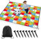 Realspring 9.8 ft Giant Snakes and Ladders Game Playing Mat with 6 Nails 14 Inch Inflatable Dice and Storage Bag Floor Snake and Ladder Board Game Big Size for Both Indoor and Outside