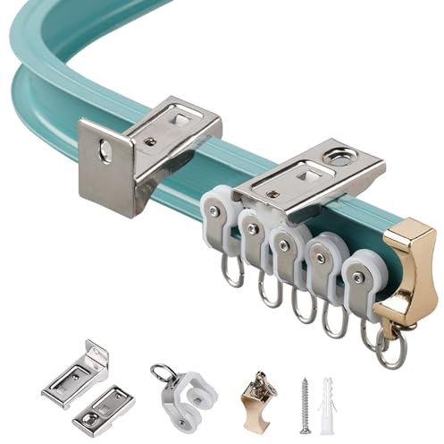 Binario per tenda pieghevole per doccia, finestra a baia, camper, guide curve e silenziose a forma di U a forma di L, montaggio a soffitto/parete