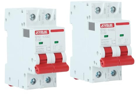 JOYELEC 2 Stück 32A Solar Photovoltaik Systeme Miniatur-Leistungsschutzschalter,2 Polig,DC500V für Solar Panels Pv Anlage Sicherungsautomat Trennschalter