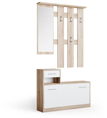 Vicco Garderobe Billy, Flurgarderobe, Sonoma/Weiß, 100 x 111.6 cm