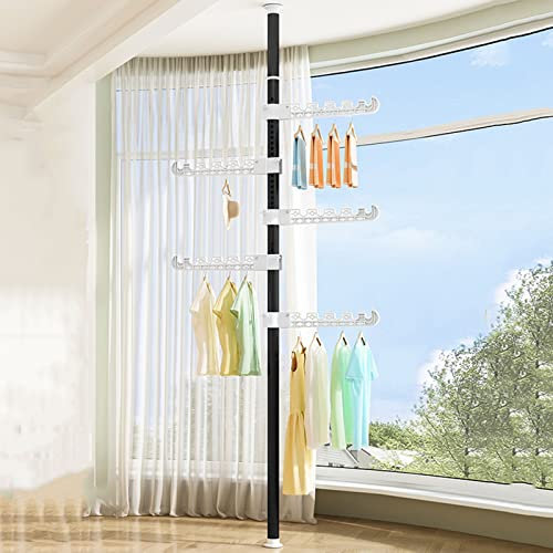 Haushalts-Trockenständer vom Boden bis zur Decke, für den Innenbereich, frei stanzend, Teleskopstange, für Balkon, Schlafzimmer, Fenster, Wäscheständer