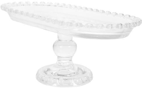 Warmhm Glass Oval Fruit Plate Cake Stand Display Dish Footed Food Serving Plate for Afternoon Tea Appetizers