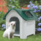 [en.casa] Hundehütte Outdoor Bello Hundehöhle wetterfest Hundehaus mit Dachluke und Lüftungsschlitzen 87 x 72 x 75 cm Kleintierhaus erhöhter Boden Kunststoff Weiß/Grün
