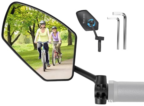 LINGHUANG Fahrradspiegel für E-bike Links, mit Extra Großer Spiegelfläche, Klappbar Rückspiegel Fahrrad, 360° Drehbarer Fahrrad Spiegel Links für E-bike E-Scooter Rennrad Mountainbike Lenker
