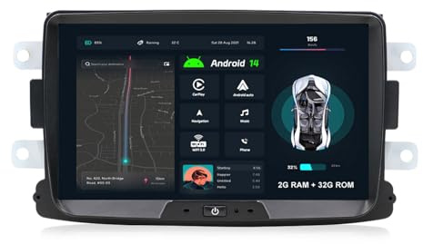 MISONDA 8 IPS Android 14 Autoradio Für Renault Dacia Duster Dokker GPS Navi Unterstützt Carplay/Android Auto Mirror Link Bluetooth WiFi GPS DAB+ RDS 4-Core (2GB+32GB)