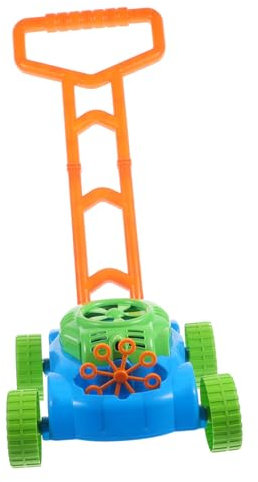 Warmhm Seifenblasenmäher für Kleinkinder und Junge Mädchen Automatische Seifenblasenmaschine Gartenspielzeug zum Schieben mit Robustem Material und Flexiblem Griff zum Verstauen Leicht