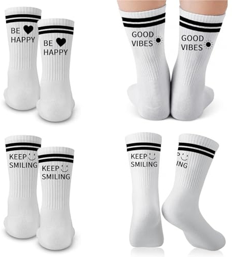 Scinzene 3 Paar Happy Socks mit Spruch - Motiv Tennissocken für Damen, Bequeme & Coole Socken in Größe 39-42, Atmungsaktive Baumwoll Socken zum Sport, Alltag oder als Geschenkidee 36-44