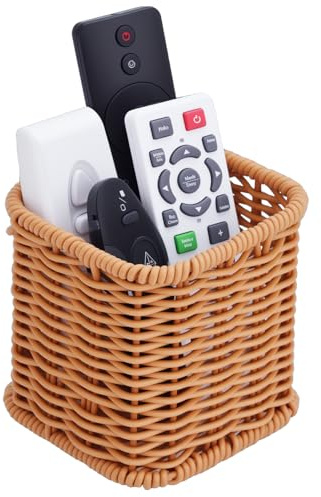 NiHome Remote Caddy, Bedside Remote Control Holder, Synthetic Rattan Organizer for TV Remotes, Makeup Brushes & Office Supplies, Stylish Remote Holder for Table, Living Room, Bedroom & Office
