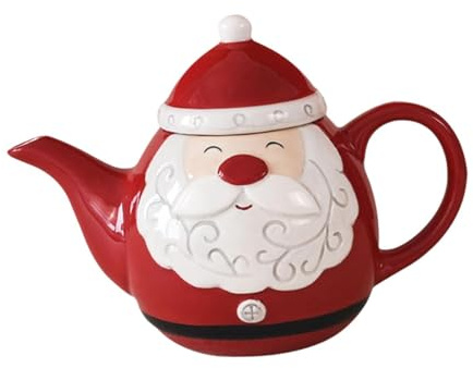 Teiera di Babbo Natale Natale globo rosso porcellana caffettiera capacità 580 ml vacanza stoviglie decorative per feste di compleanno di Natale forniture