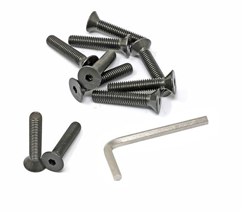 iexcell Juego de 10 tornillos de cabeza plana de acero de aleación de 3/8-16 x 2 de grado 10.9, acabado de óxido negro