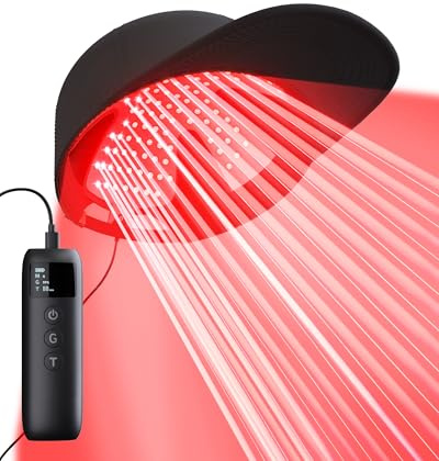 KTS LED Haarwuchskappe mit Rotlicht und Blaulicht, Rotlicht Haarwachstumskappe mit 375 Lichtchips, 650 nm Rotlicht und 430 nm Blaulicht, 3 Modi, Timer, für Männer und Frauen
