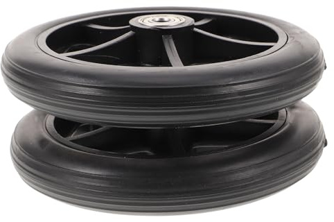Rollstuhl Vorderräder Ersatzräder 2 Stück Pvc Stahl Schwarz | 6 Zoll, Achsabstand 5cm, Lager Innendurchmesser 0, 8cm, für Rollator und Rollstuhl