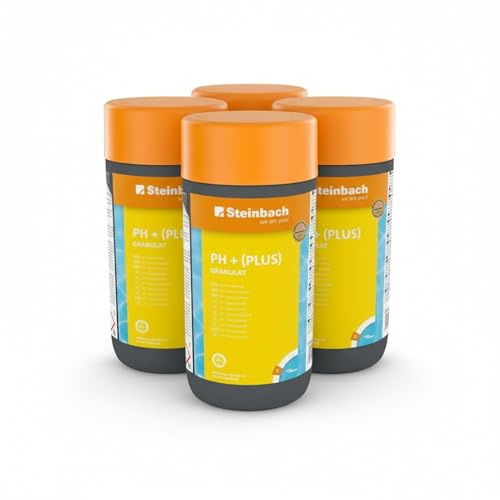 Steinbach Poolpflege pH-Plus Granulat - 0753201TV00-4x1 kg - Zur pH-Wert-Erhöhung im Pool - Gut löslich & staubreduziert - Für stabile Wasserwerte & bessere Desinfektionswirkung