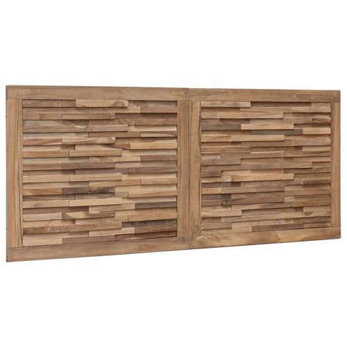 vidaXL Kopfteil Natur Massivholz Teak, Rustikaler Wandkopfteil im Landhausstil, Teakholz, rechteckig, stylisches Schlafzimmermöbel, platzsparendes Deko-Element