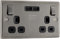 BG Electrical Double Switched Power Socket with Two USB Charging Ports, 13 Amp, Brushed Iridium Black