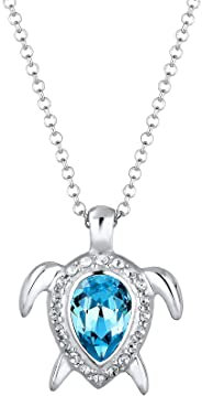 Elli Halskette Damen Schildkröte Meer mit Kristall in 925 Sterling Silber