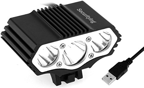 SecurityIng USB Powered Bicycle Light, LED Headlamp Waterproof 1800 Lumens 4 Modes Cycling Front Lamp Bike Headlight for Mountain Road, Kids and City Bicycle - USB Cable Included