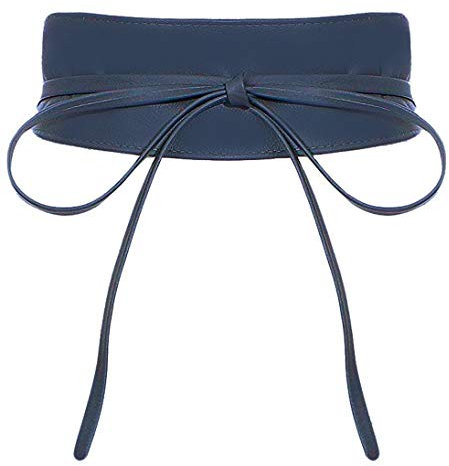 malito – Damen Taillengürtel aus 100% weichem Echtleder – Onesize Bindegürtel mit verstellbarem Taillenband – breiter Wickelgürtel mit Schleife – Hüftgürtel G100 (Jeansblau)
