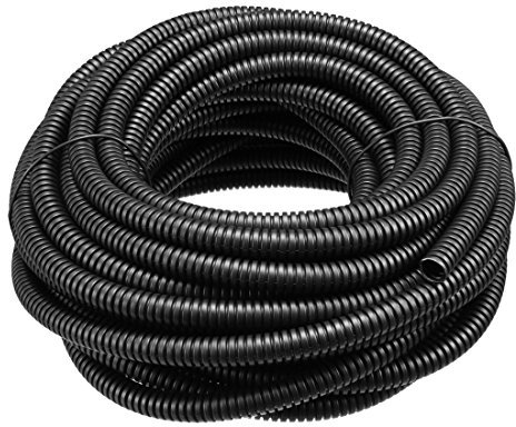 sourcing map Gaine Cable électrique Fil Protection Tube ondulé PP Conduit flexible tuyau souple Noir 6mmx9mm 10m long