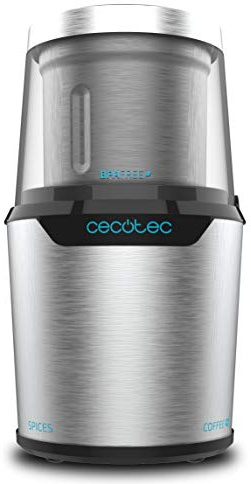 Cecotec Molinillo de Café y Especias TitanMill 300 DuoClean. 300W, Cuchillas recubiertas de titanio, 2 Vasos intercambiables para moler y triturar, Máxima capacidad de 90gr