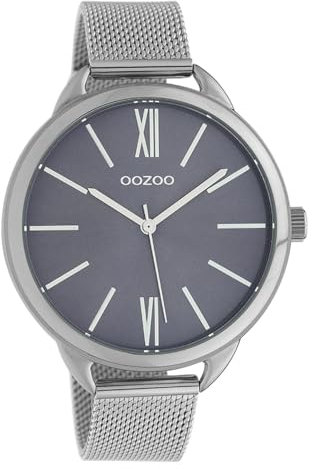 Oozoo Damenuhr mit Edelstahl Milanaise Metallband 45 MM Violett/Silberfarben C10137