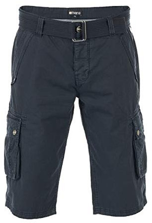 riverso Herren Cargo Shorts RIVAnton Regular Fit Gürtel Taschen Sommer Baumwolle Basic Kurze Kariert Hose Bermuda Einfarbig, Größe:W 36, Farbe:Navy (19400)