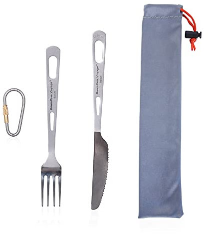 Boundless Voyage Ultra Light Titanium Knife and Fork Camping Outdoor Tableware Cutlery Set 2 Pcs