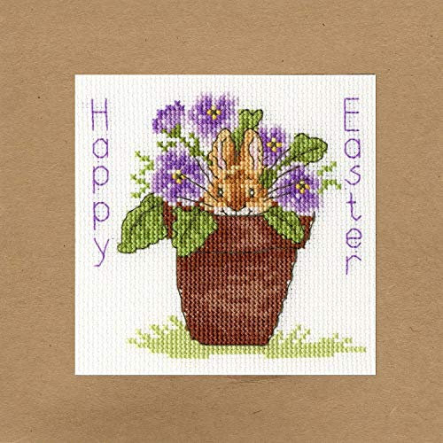 Bothy Threads Grußkarte Kreuzstich-Set Osterhase, 10x10cm, XGC19, Zählmuster