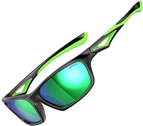 ATTCL Polariserade barnsolglasögon TR90, flexibel ram, sportglasögon för pojkar och flickor, ålder 3–10, Grön/speglad, Medium