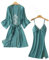 STJDM Camicia da Notte,2 Pezzi Set di Accappatoi per Giovane Signora Scava Fuori Set da Notte Kimono Accappatoio Abito da Notte in Pizzo Sexy Abito da Sera in Raso Vestaglia per la casa XL Lago Blu