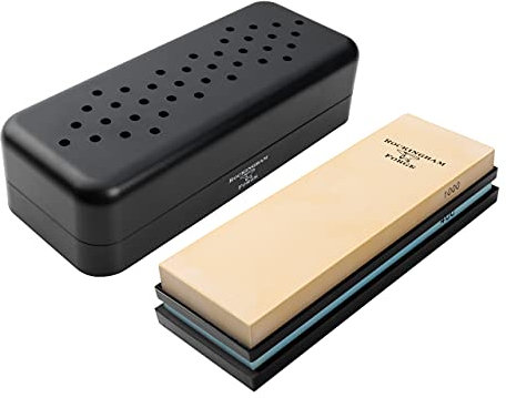 Rockingham Forge 400/1000 Grit Combined Ceramic Whetstone - Coarse, Medium with Rubber Non-Slip Base and Case, Whetstone Whetstone, Knife Sharpener