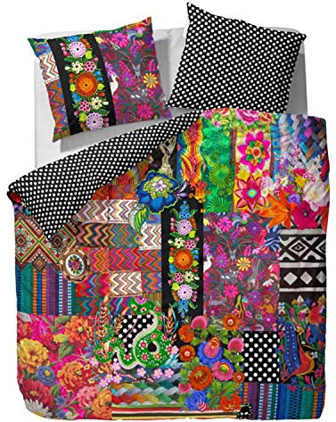 ESSENZA Bettwäsche Noida Multi Satin Patchwork Digitaldruck Bunt Floral Blumen Geblümt, Größe:200 cm x 200 cm
