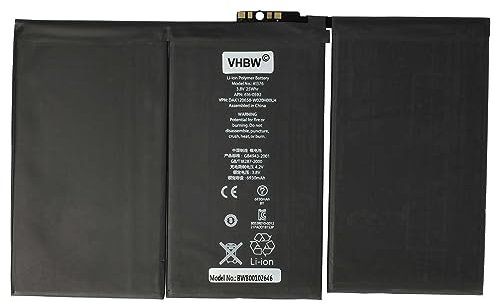 vhbw Akku kompatibel mit Apple iPad A1376, A1395, A1396, A1397 Tablet Pad (6500mAh, 3,7V, Li-Polymer)
