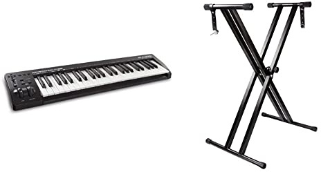M-Audio Keystation 49 Mk3 Teclado Controlador Midi Usb Compacto De 49 Teclas Con Controles Asignables + Rockjam Soporte De Teclado Ajustable Con Doble Refuerzo Y Con Correas De Bloqueo