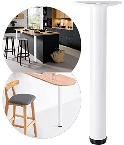 Pieds De Meuble-Pieds De Table Réglables en Hauteur-Jambes De Interchangeables-Pieds De Bureau en Métal Pieds De Barre,Pieds De Support De Meuble De Bureau À Domicile,Noir/Blanc,White-90cm(35.4in)