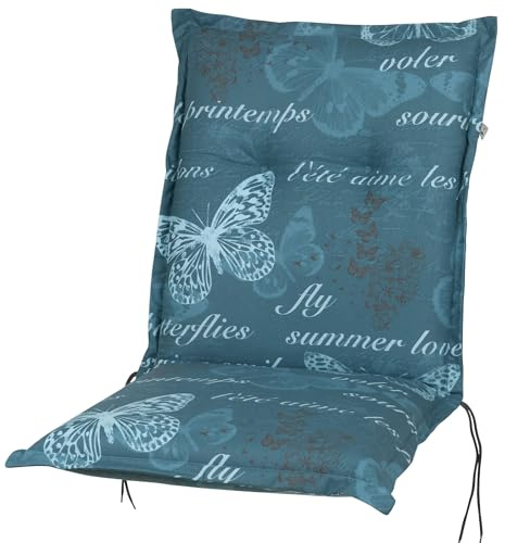 KETTtex 2388 Auflage Niederlehner Bali extra blau/petrol Schmetterlinge 105x50x8 cm Sitzpolster