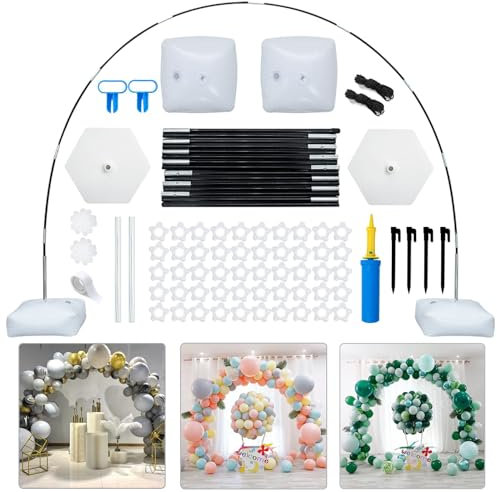 Reusable Balloon Arch Stand Kit with Base, Adjustable Balloon Arch Frame 10FT Wide & 9FT Tall for Graduation Wedding Birthday Baby Shower Party Supplies Halloween Decoraitons (Black)